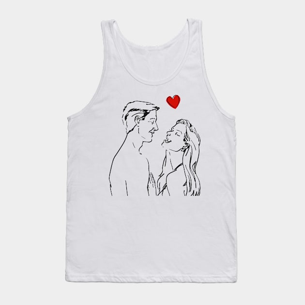 Romantic couple art print, minimalist line drawing of a man and woman, romantic drawing, couple art Tank Top by Modern Art